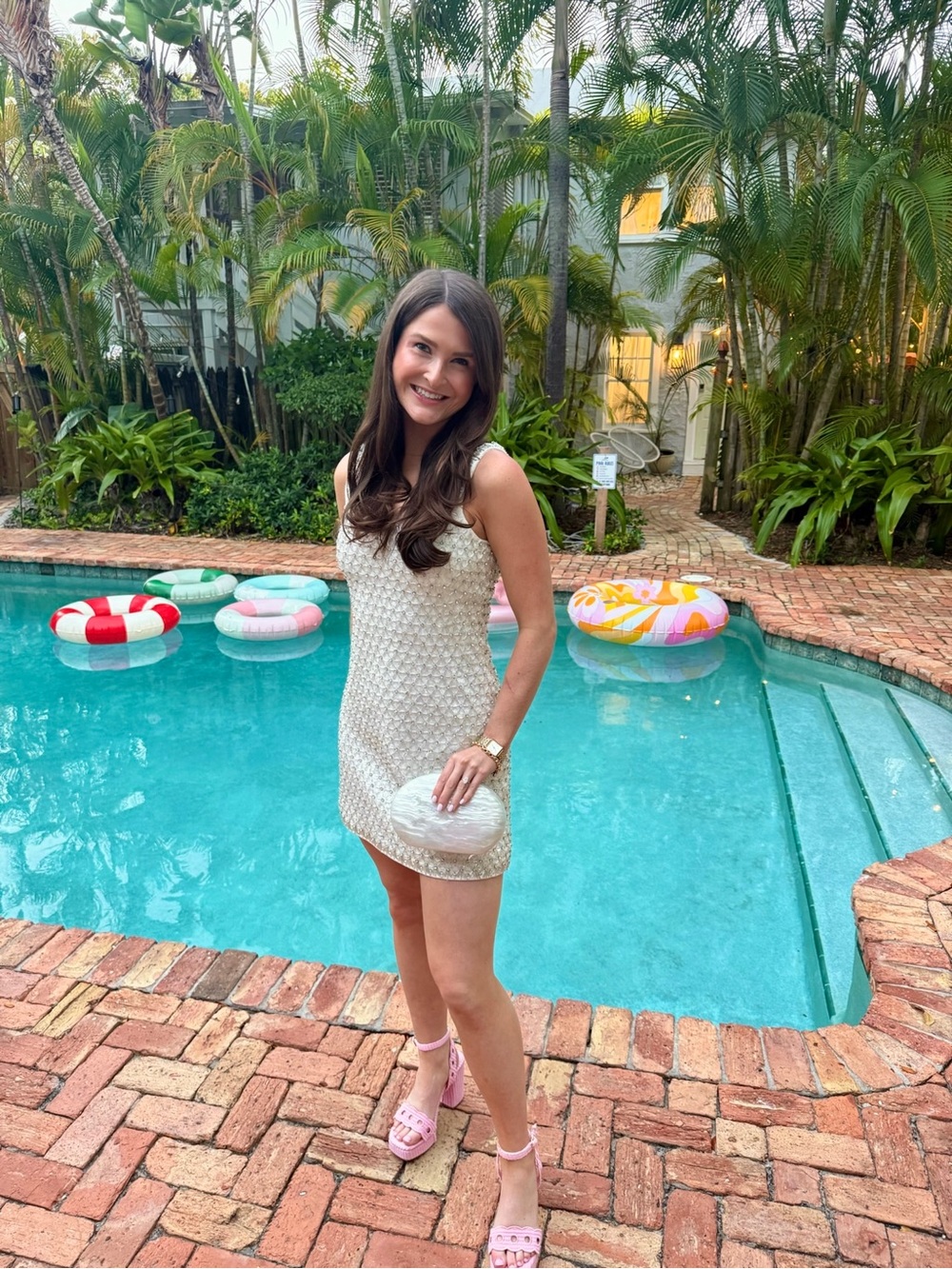 Simkhai Beaded Rhinestone Crepe Mini Dress - Picture 4 of 5